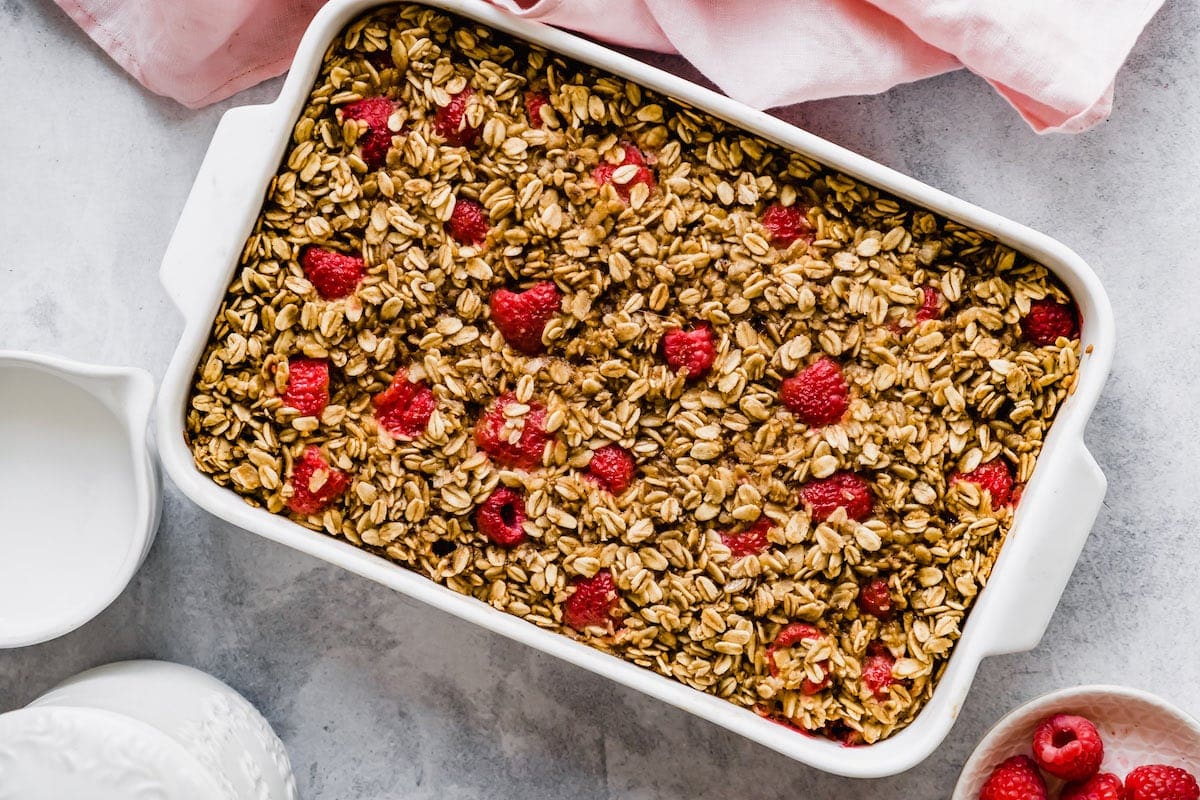 Lemon Raspberry Oatmeal Bake