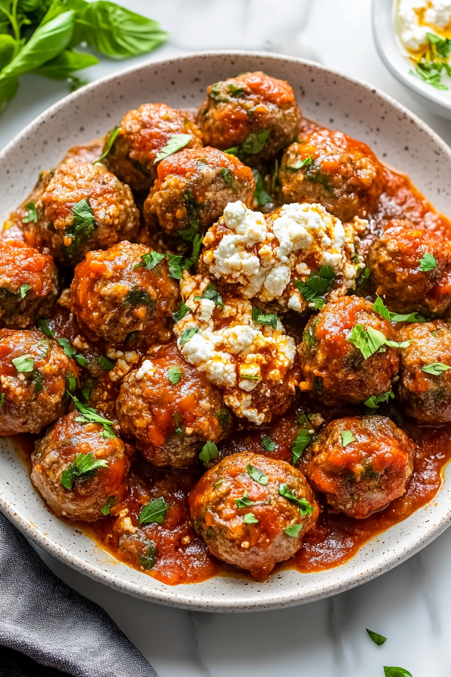 Ricotta Meatballs w/ Pasta